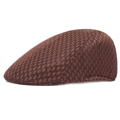 Mesh Beret Flat Cap – Unisex Breathable Newsboy Hat