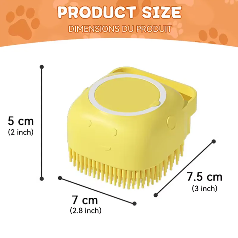 Silicone Pet Bath Massage Brush with Shampoo Dispenser