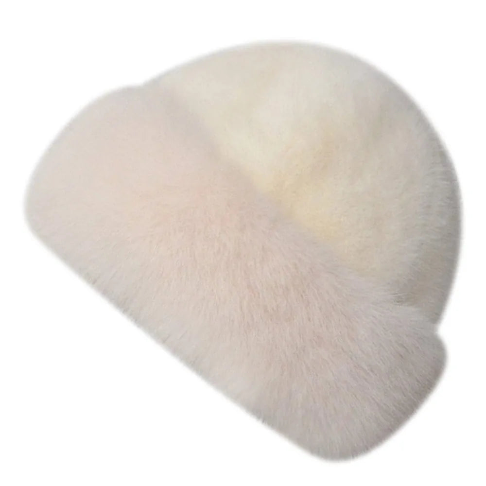 Fluffy Faux Fur Beret – Women's Winter Plush Bucket Hat