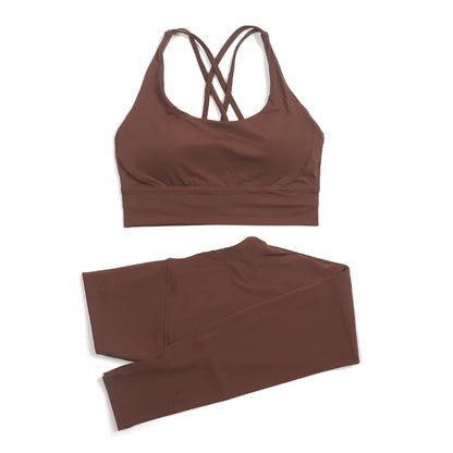 Women's Nylon Yoga Set – Sports Bra & Leggings 2-Piece