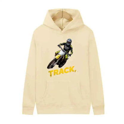 Track Print Hoodie Casual Streetwear Pullover Sweatshirt