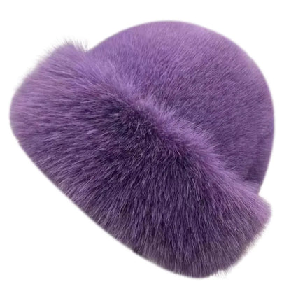 Fluffy Faux Fur Beret Hat – Women's Winter Plush Cap