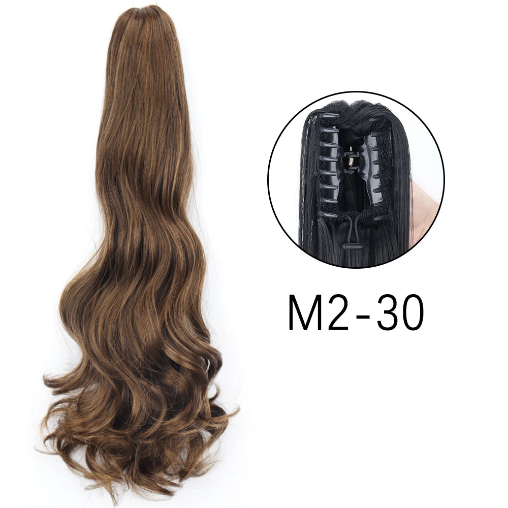 Synthetic Long Straight Claw Clip Ponytail Hair Extensions 24inch Heat Resistant Pony Tail Piece
