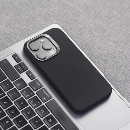 Luxury Alloy Lens Frame Particle Pu Leather Magnetic Case Iphone 17 16 Pro Max 15 14 13 Magsafe