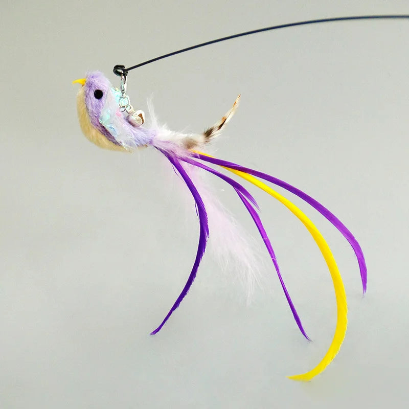 Suction Cup Bird Feather Cat Wand Toy – Interactive Kitten Hunting Toy with Bell