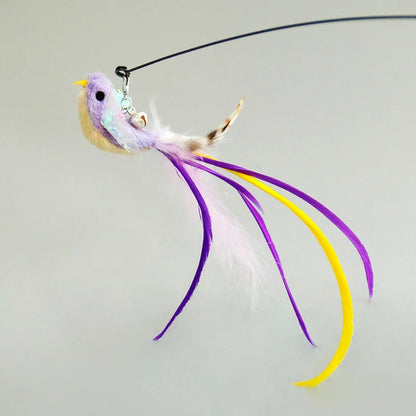 Suction Cup Bird Feather Cat Wand Toy – Interactive Kitten Hunting Toy with Bell