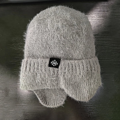 Faux Fur Earflap Beanie Hat – Soft Knit Winter Hat for Women