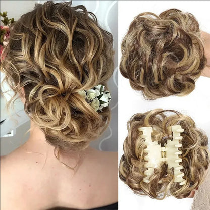 Claw Clip Messy Bun Hair Piece Curly Wavy Synthetic Updo