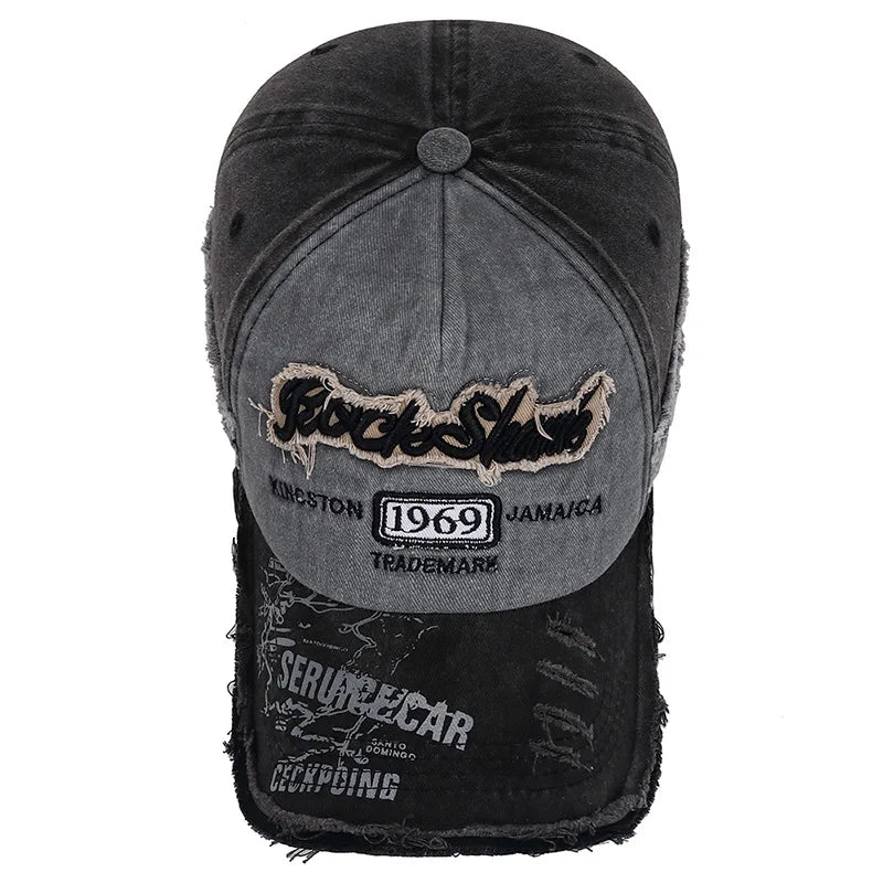 Embroidered Vintage Baseball Cap – Distressed Streetwear Hat