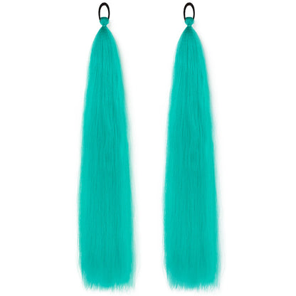 Synthetic Ponytail Extension 2-Piece Set – Long Straight with Rubber Band