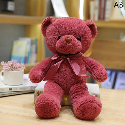 Colorful Teddy Bear Plush Toy with Bow – Soft Stuffed Animal Gift