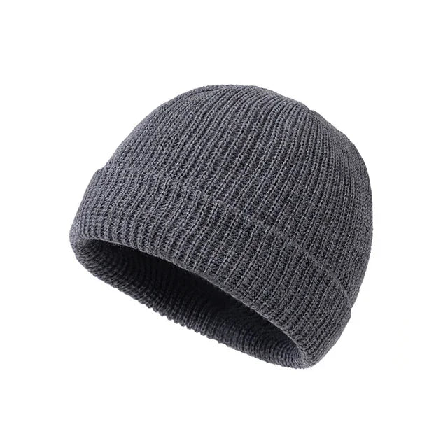 Solid Color Knit Beanie for Men & Women – Warm Winter Skull Cap