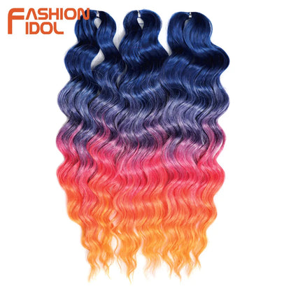 Anna 24 Inch Synthetic Hair Water Wave Braiding Extensions Ombre Blonde Deep Afro Curl Twist Crochet
