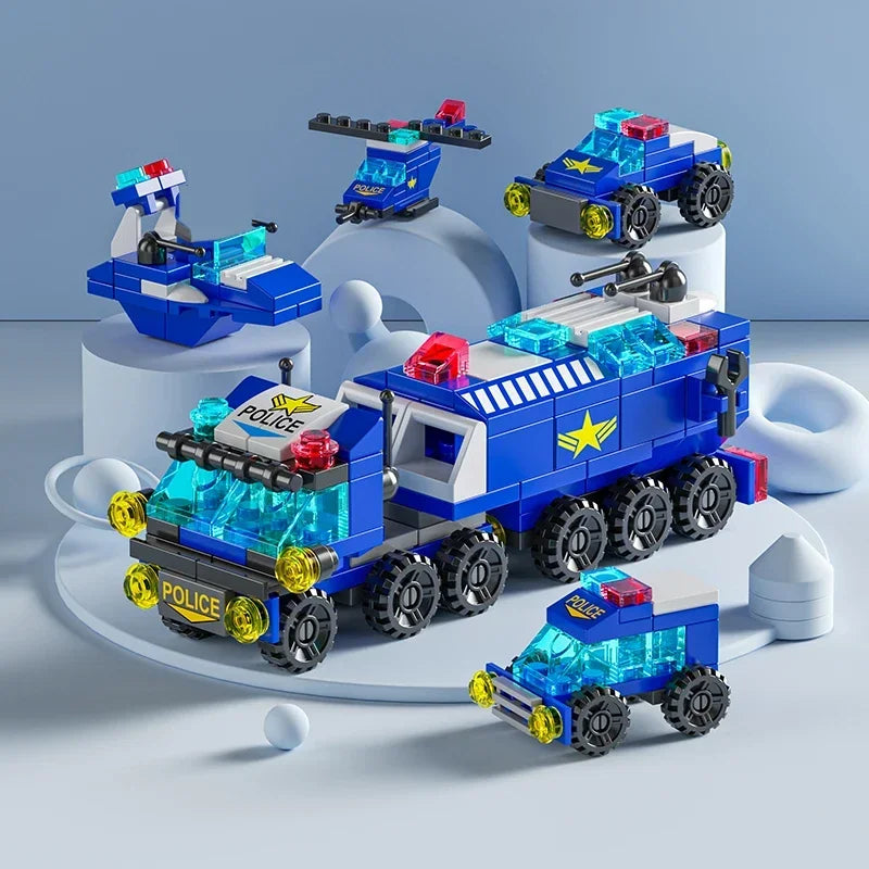 City Police Building Blocks Set – 6-in-1 Vehicle Construction Toy