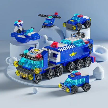 City Police Building Blocks Set – 6-in-1 Vehicle Construction Toy