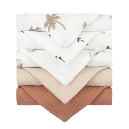 Baby Muslin Washcloths 5-Pack – Soft Gauze Cotton Face Towels