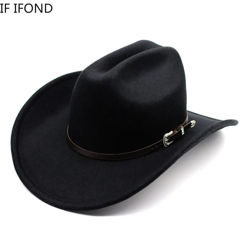 Wide Brim Cowboy Hat – Vintage Western Felt Hat for Men & Women