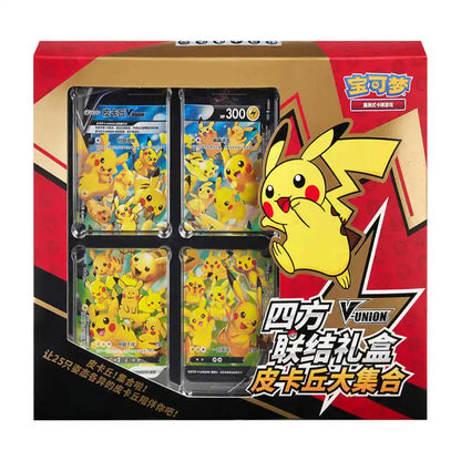 Stock Genuine 100 Original Pokemon Ptcg Card Quartet Coupling V-Union Gift Boxes Pikachu Big Gather