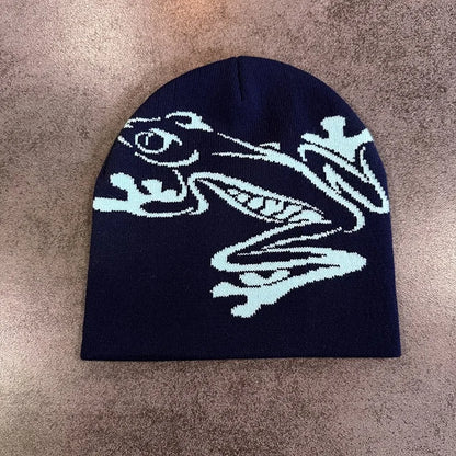Tree Frog Print Beanie – Unisex Stretchy Knit Skull Cap