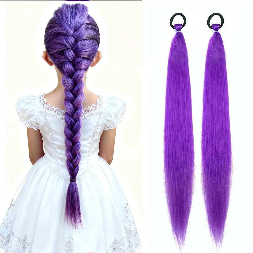 Synthetic Ponytail Extension 2-Piece Set – Long Straight with Rubber Band