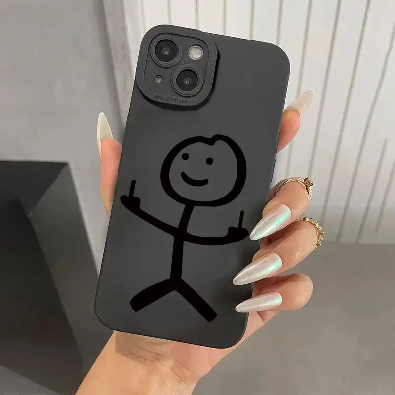 Cute Cartoon Matchman Matte Silicone Phone Case Iphone 16 11 12 13 14 15 17 Pro Max Xr Xs X 7 8 Plus