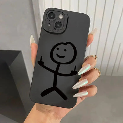 Cute Cartoon Matchman Matte Silicone Phone Case Iphone 16 11 12 13 14 15 17 Pro Max Xr Xs X 7 8 Plus