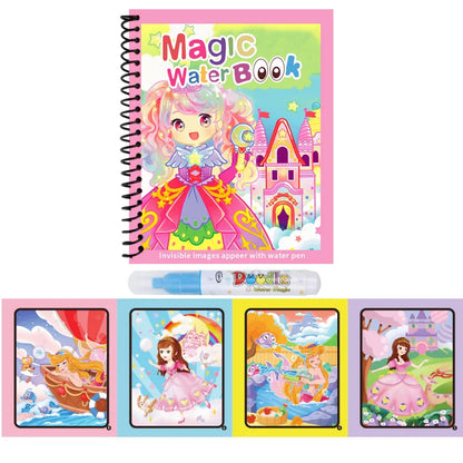 Magic Water Drawing Book for Kids with Pen – Reusable Coloring Activity