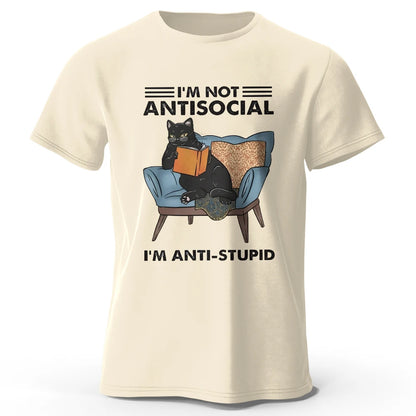 I Am Not Anti Social Funny Cat Graphic T Shirt Oversized Cotton Tee