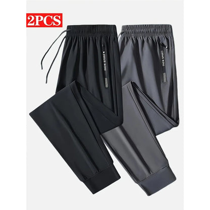 2-Pack Men's Jogger Pants – Stretch Quick-Dry Sweatpants with Zip Pockets