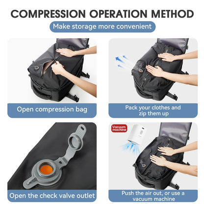 Vacuum Compression Travel Backpack – Large Capacity Expandable Laptop Bag for Men & Women