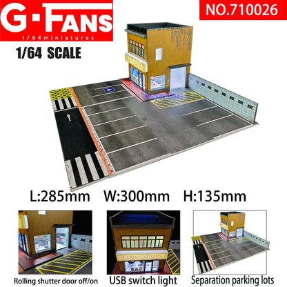 G-Fans 1/64 Scale Parking Lot Diorama Scene with LED Light