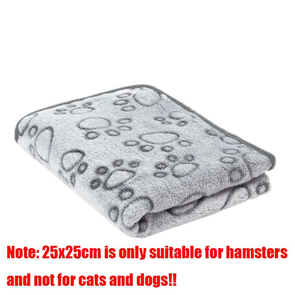 Soft Flannel Pet Blanket – Paw Print Mat for Dogs & Cats