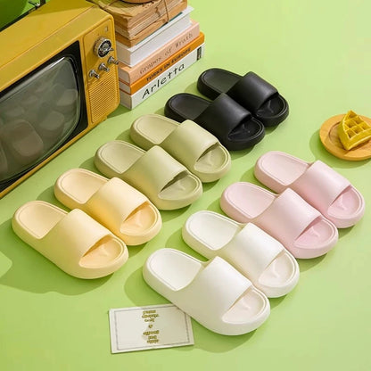 Unisex Non Slip Bathroom Home Slippers Soft Sole Eva Pillow Slides Summer Flat Beach Sandals Woman