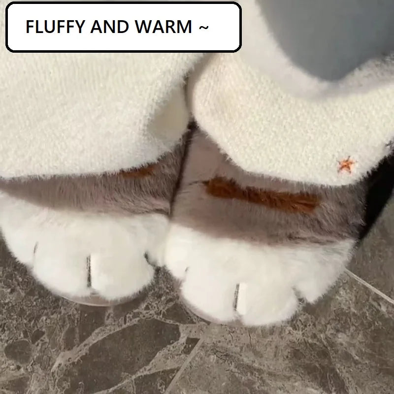 Adorable Kitty Claw Slippers Women S Home Shoes Non Slip Furry Mules Female Warm Fluffy Slides