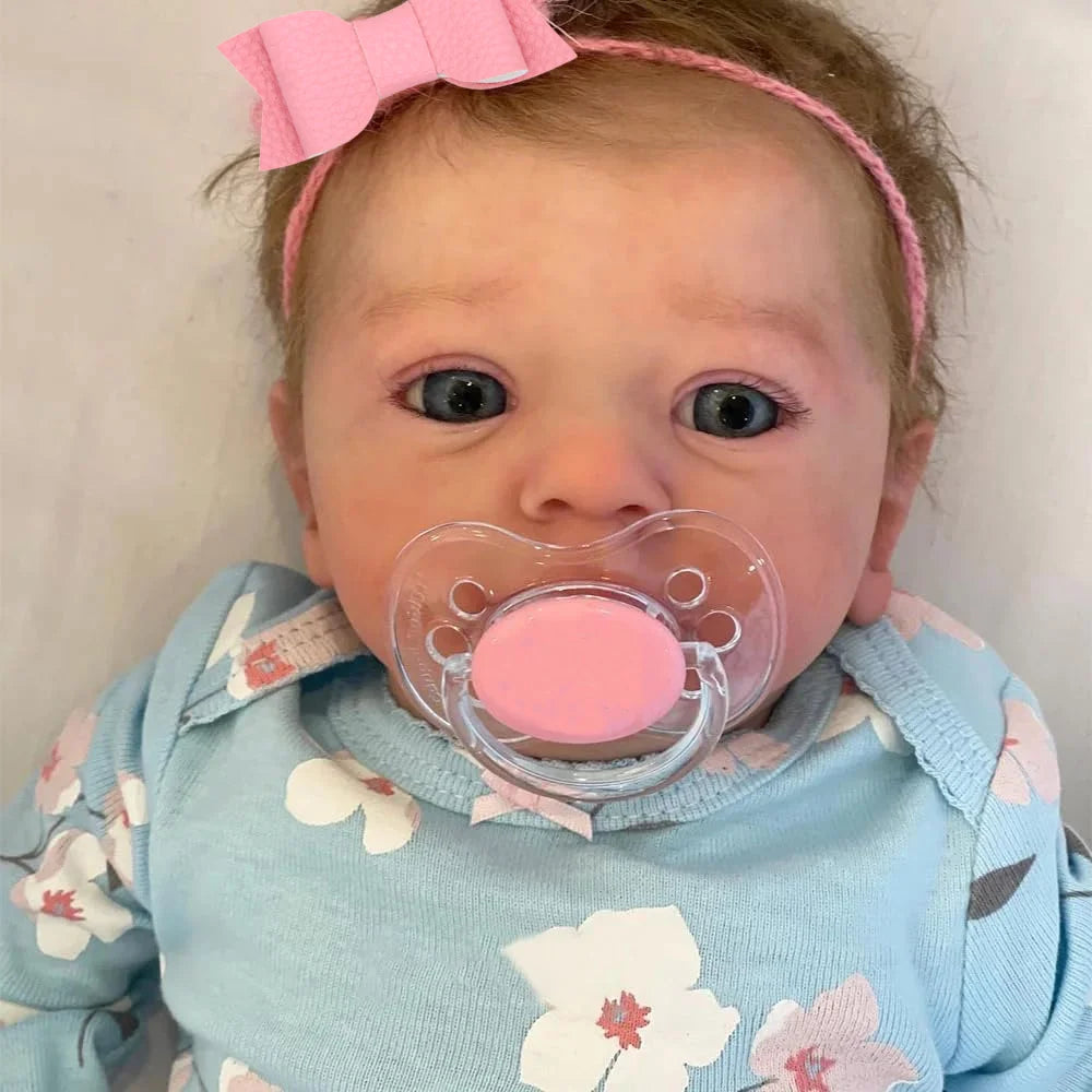 Felicia 46cm Reborn Baby Doll – Open Blue Eyes & Hand-Rooted Hair