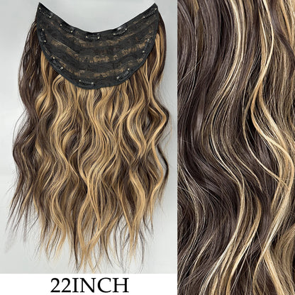 Clip-In Hair Extensions 7pcs 16 Clips Wavy Synthetic 24 Inch