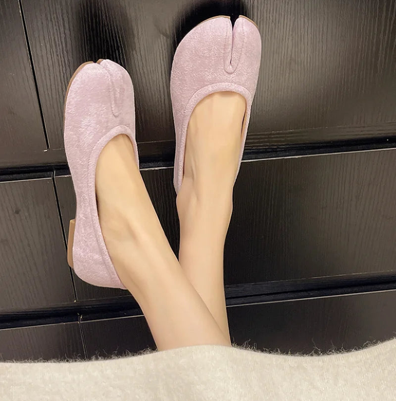 Split Toe Tabi Flat Loafers for Women – Soft Leather Mary Jane Flats