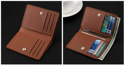Slim PU Leather Women's Wallet – Ultra-Thin Short Purse with Card Slots & Button Closure