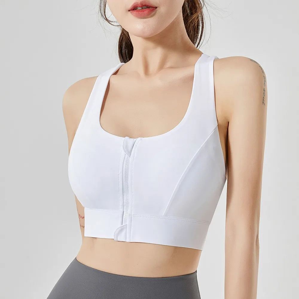 Front Zip Sports Bra – High Impact Quick Dry Workout Top for Women