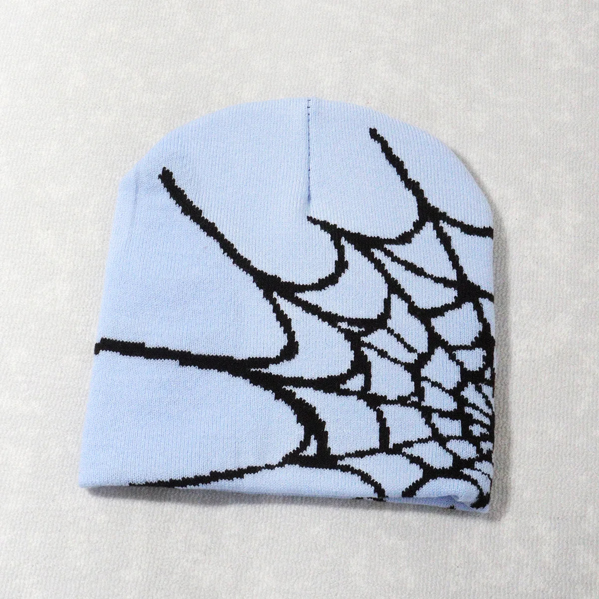 Spider Web Knit Beanie – Y2K Goth Skull Cap