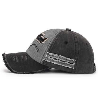 Vintage Washed Baseball Cap – Embroidered Letter Distressed Hat