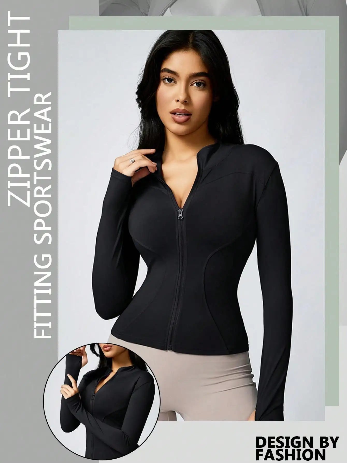 Women's Zip-Up Sports Jacket – Slim Fit Athletic Top