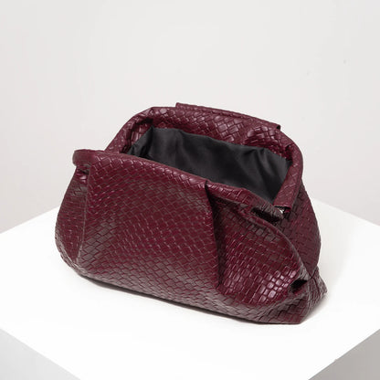 Vintage Woven Leather Clutch Bag – Large Capacity Women's Purse