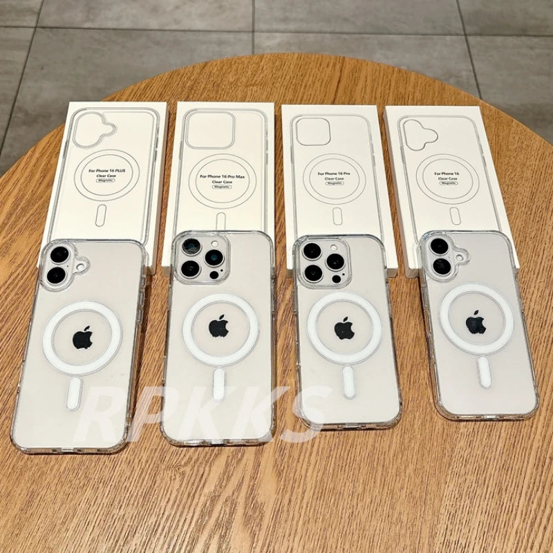 Transparent Magsafe Magnetic Wireless Charge Case Iphone 11 12 13 14 15 16 17 Pro Xs Max Xr 16e Air