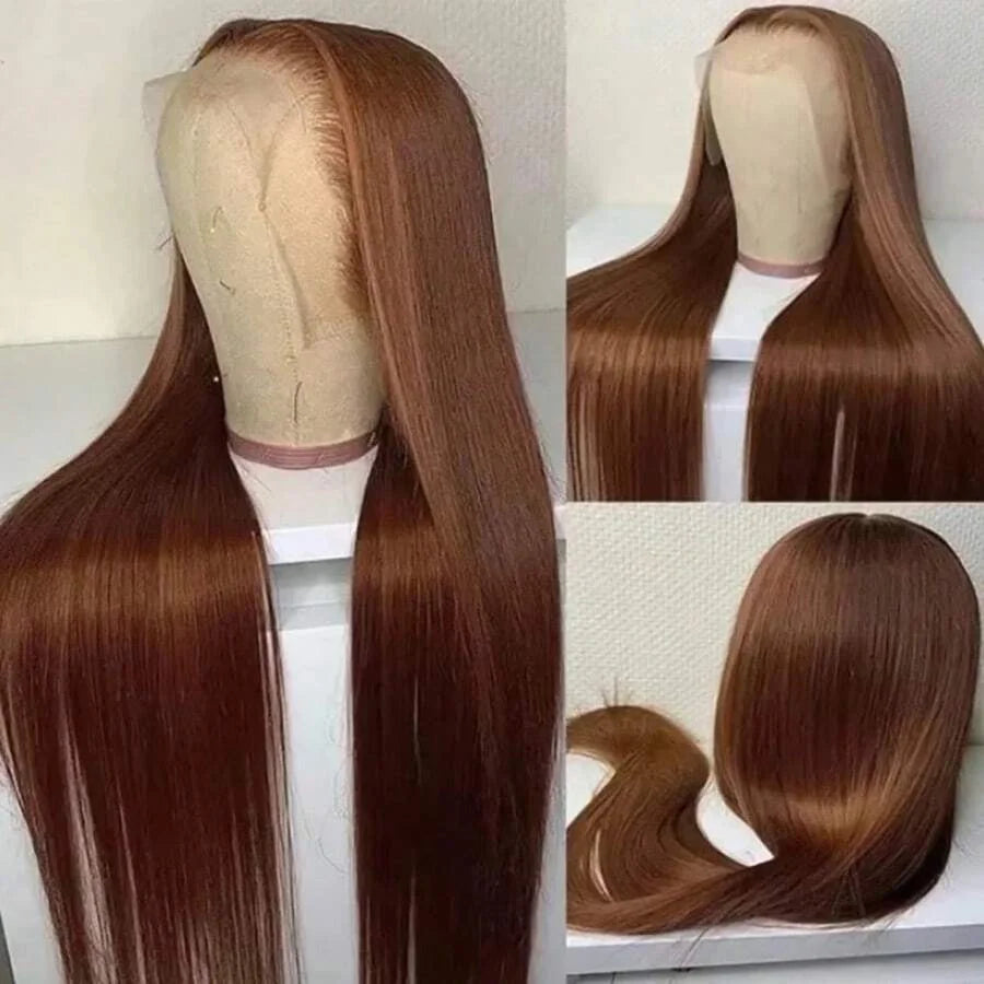 13x4 HD Lace Front Wig Chocolate Brown Bone Straight Human Hair
