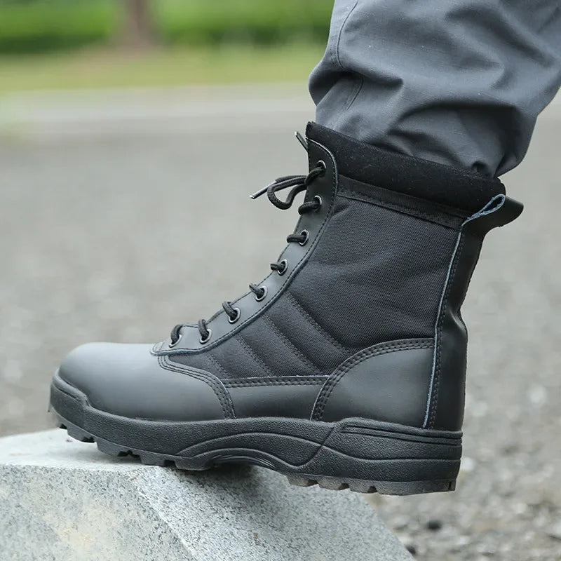 Men's Tactical Combat Boots – High-Top Military Hiking Ankle Shoes
