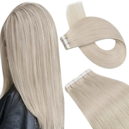 Ugeat Tape Hair Extensions Human Real Natural Brazilian Remy Straight Seamless Skin Weft Women