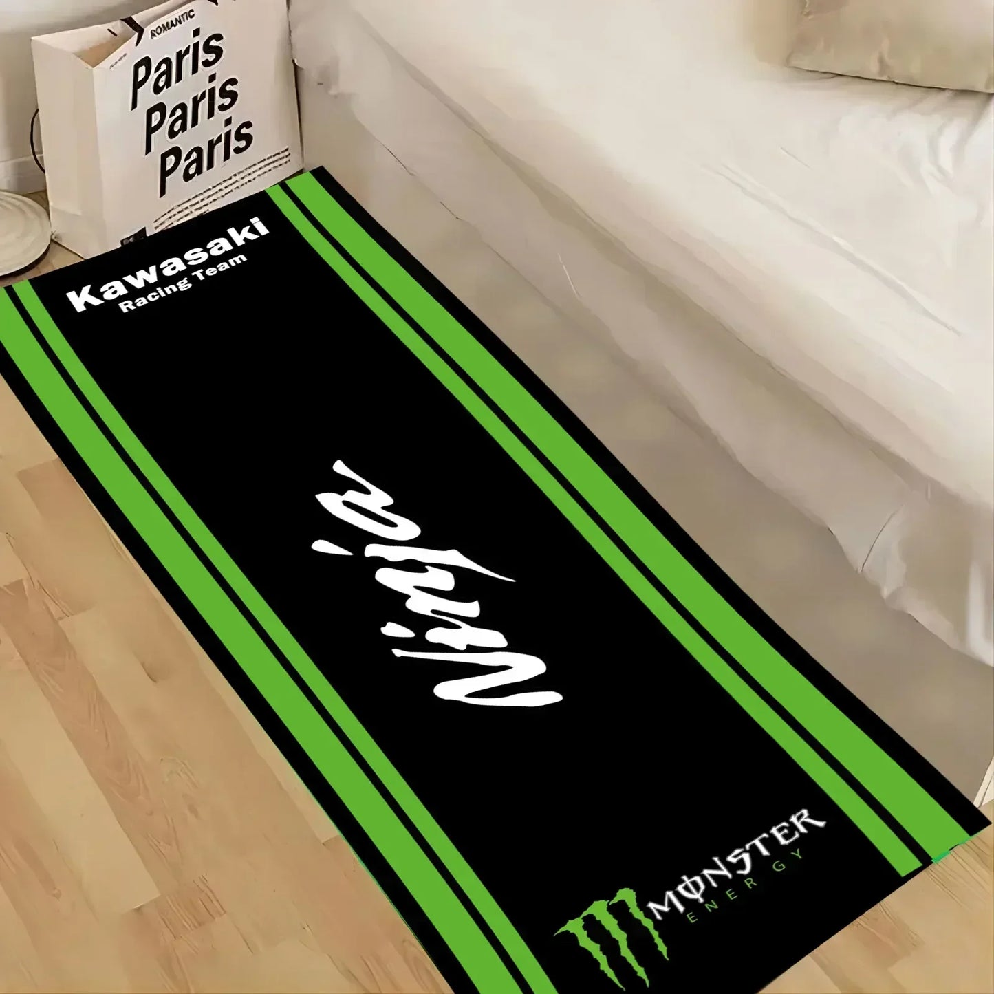 Kawasaki Motorcycle Area Rug Anti-Slip Floor Mat for Garage & Home Decor