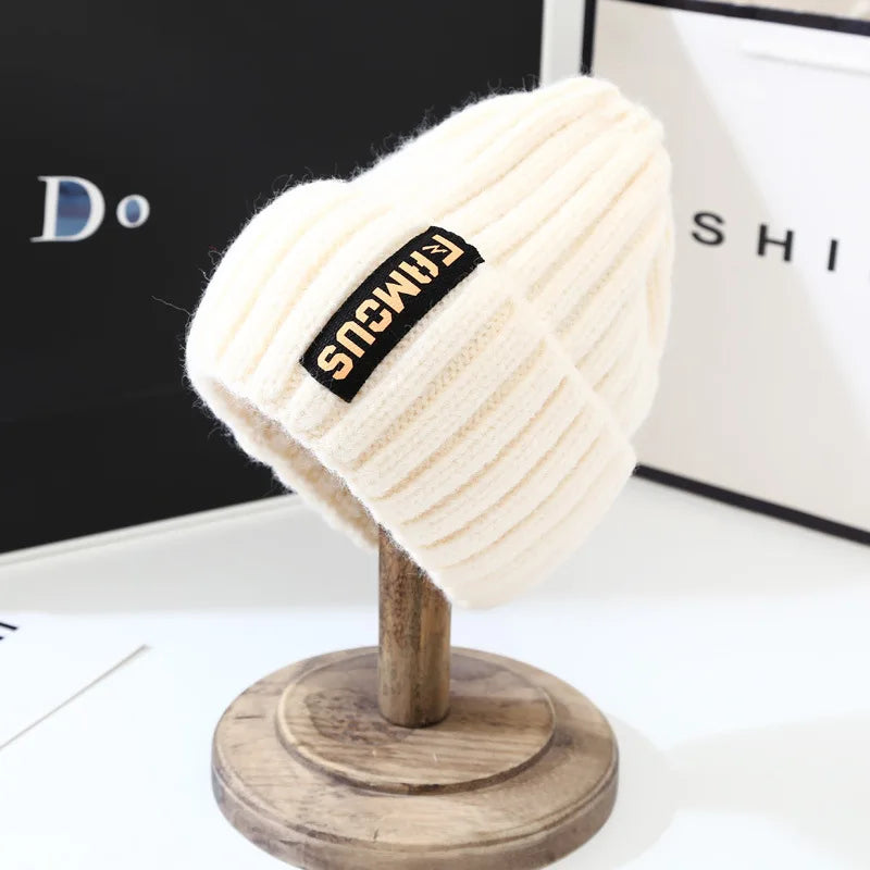 Korean Style Knit Beanie – Warm Ear Protection Winter Hat for Women