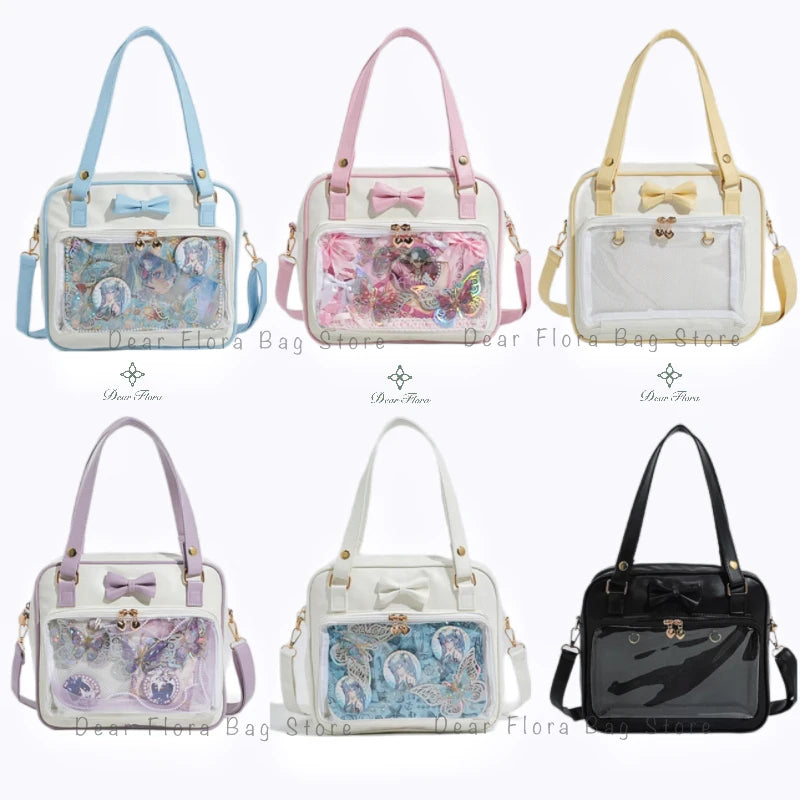 Cute Bow Ita Bag – Transparent DIY Badge Crossbody